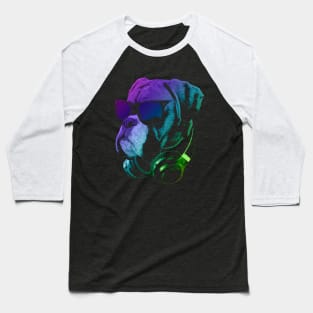 DJ Boxer Dog In Neon Lights Baseball T-Shirt